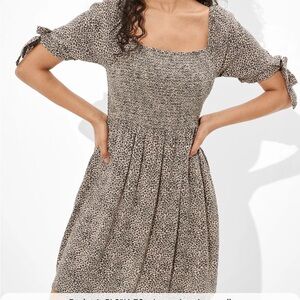 American Eagle Outfitters Silver Puff Sleeve Mini Sundress